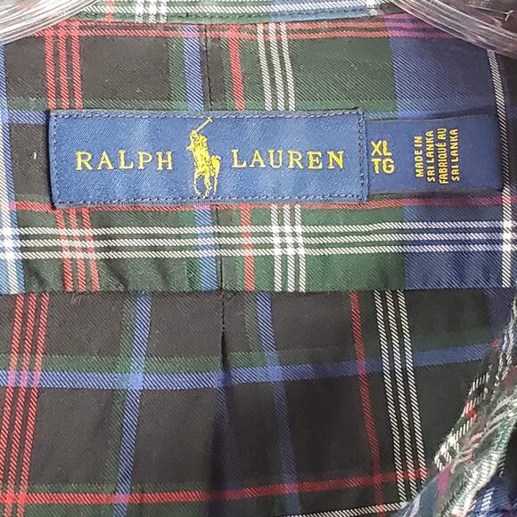 Polo Ralph Lauren Shirt Men's XL Plaid LS Button Down Tartan Plaid Red Pony - Picture 6 of 8